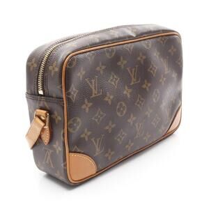 Louis Vuitton Canvas Shoulder Bag Trocadero Brown Leather Monogram